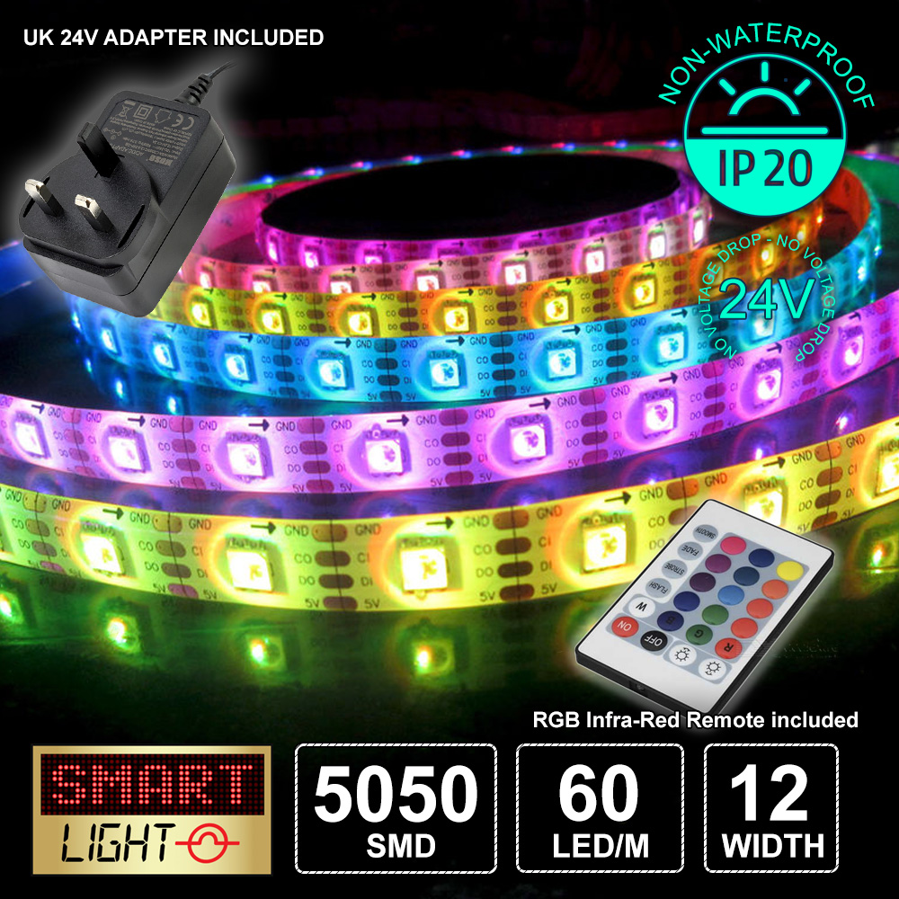 24V RGB LED 1M-20M Strip Light Tape XMAS Cabinet Kitchen Ceiling WATERPROOF 5050 - Picture 11 of 25