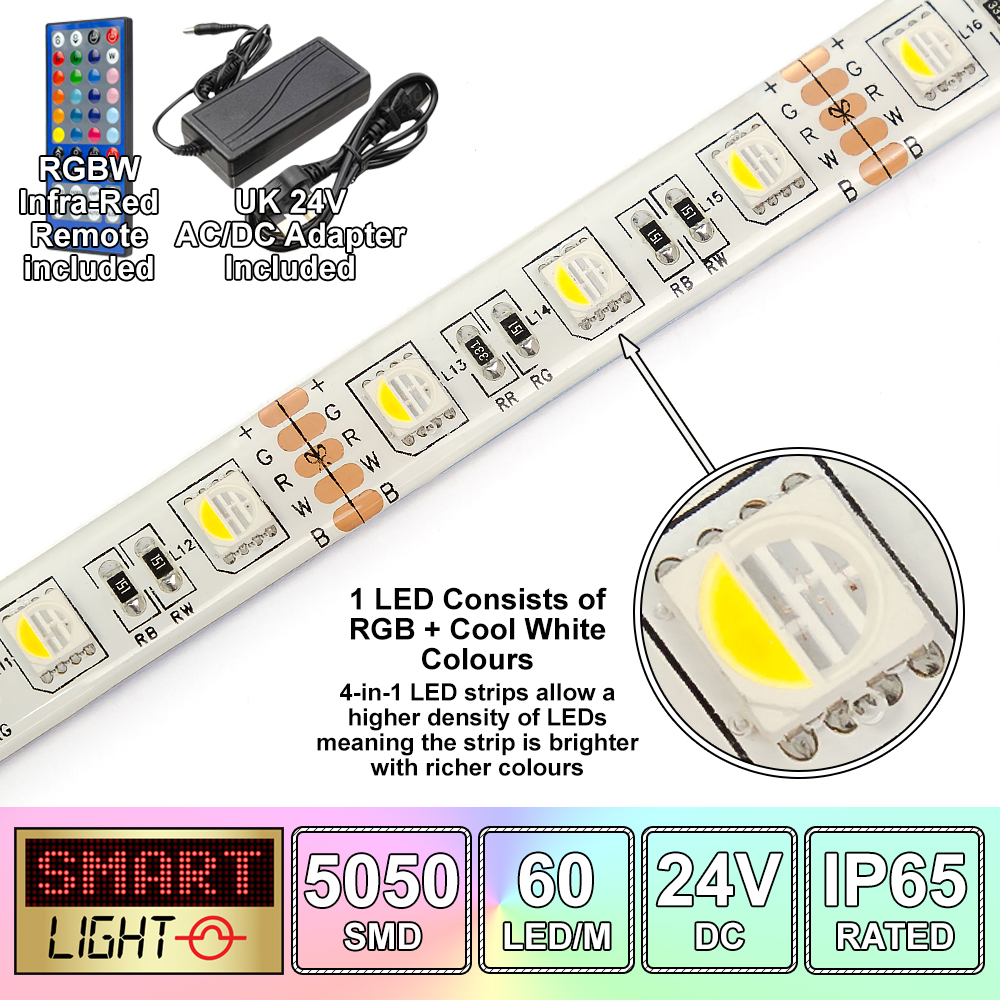 24V RGBW/RGBWW 4-in-1 LED Strip Light/Tape  Kitchen/Cabinet/Xmas *1-20m*5050* - Picture 29 of 36