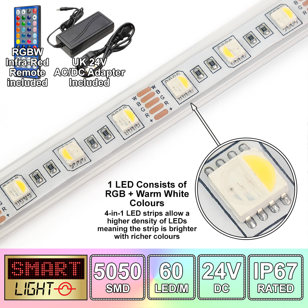 24V RGBW/RGBWW 4-in-1 LED Strip Light/Tape  Kitchen/Cabinet/Xmas *1-20m*5050* - Picture 20 of 36