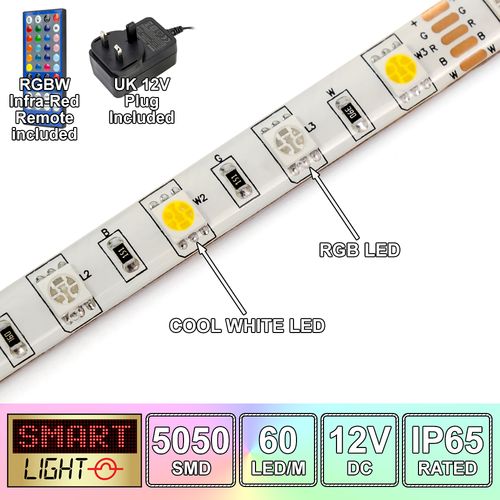 24V 5m LED Strip IP65 Lights Tape Cabinet Under Kitchen Ceiling Warm Cool White 