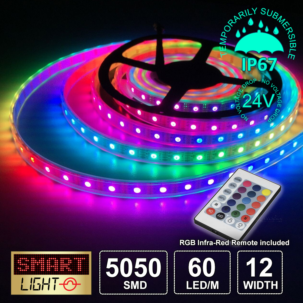 24V RGB LED 1M-20M Strip Light Tape XMAS Cabinet Kitchen Ceiling WATERPROOF 5050 - Picture 15 of 35