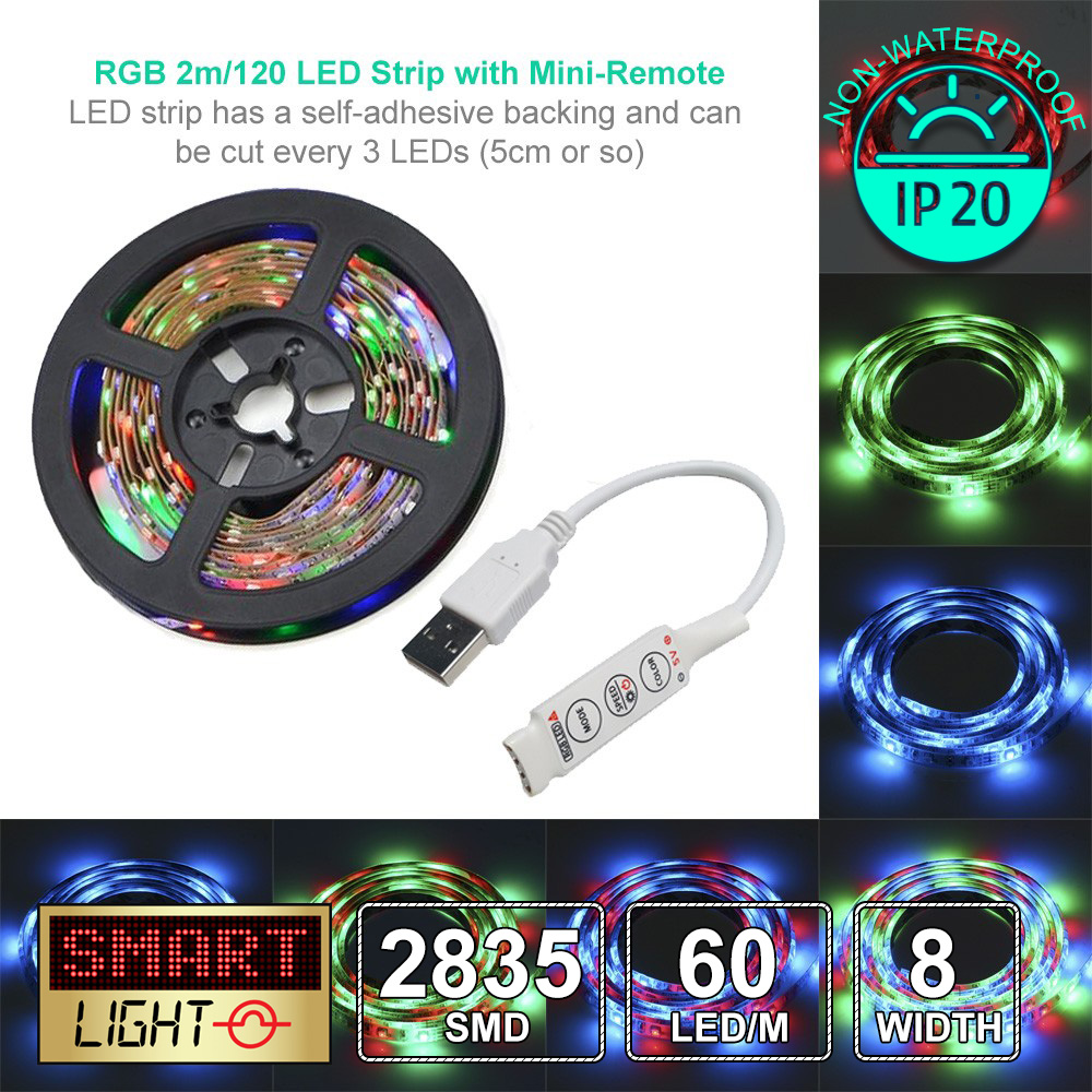 USB Powered 5V RGB LED Strip Light Backlight for LCD TV PC Computer Case Monitor - Picture 19 of 40