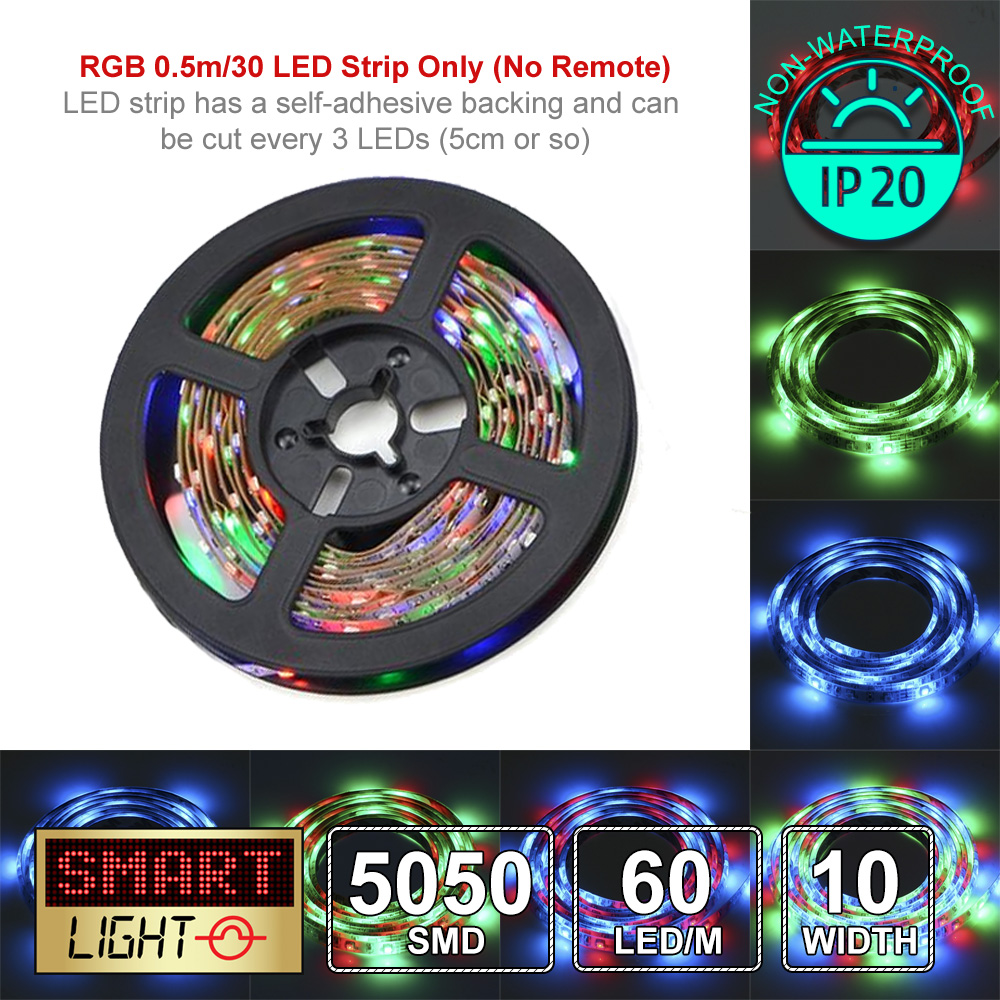 USB Powered 5V RGB LED Strip Light Backlight for LCD TV PC Computer Case Monitor - Picture 3 of 40