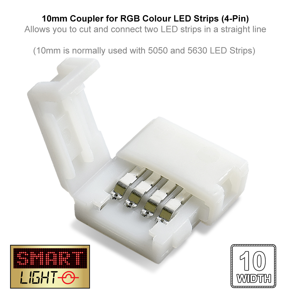 SmartLight Straight Joining 8mm-10mm Solderless LED Strip Connector 2/4 ...