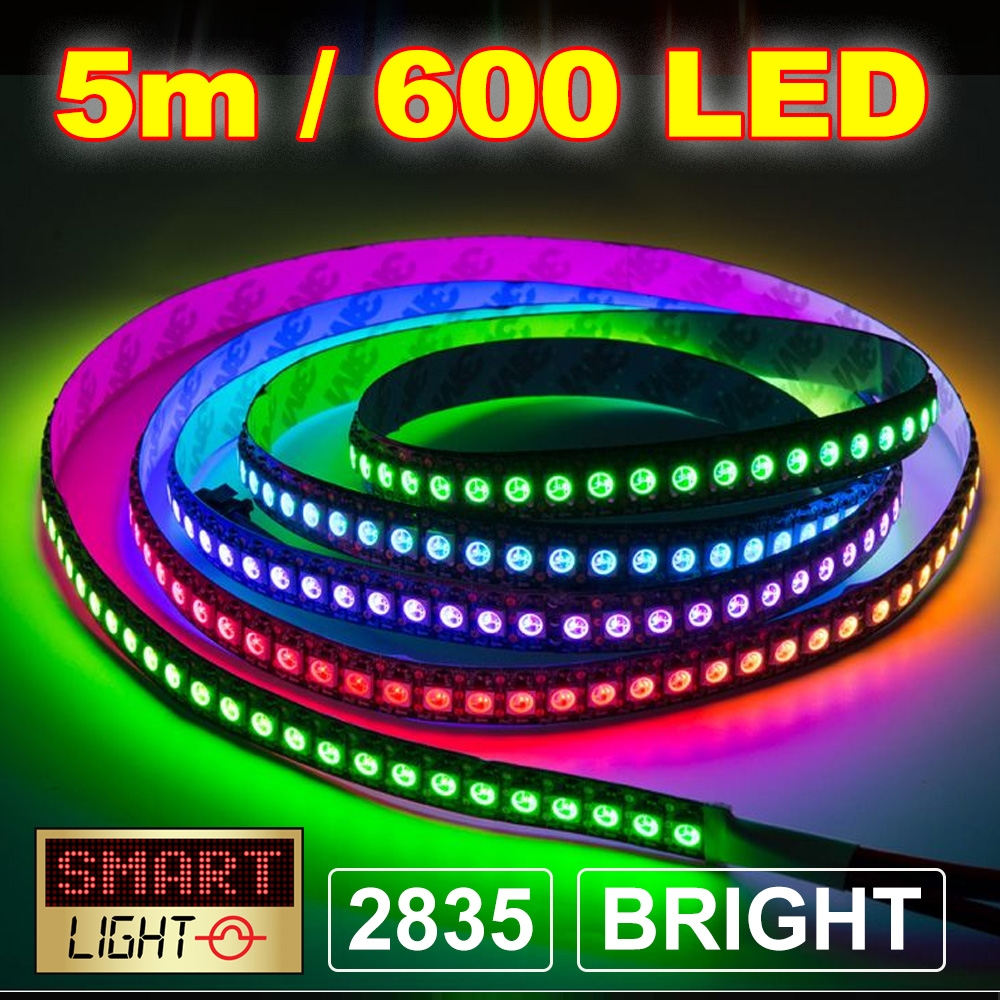 12v5m Ultra Bright 600 Led Light Strip Sticky Tape Smd 2835 120ledm
