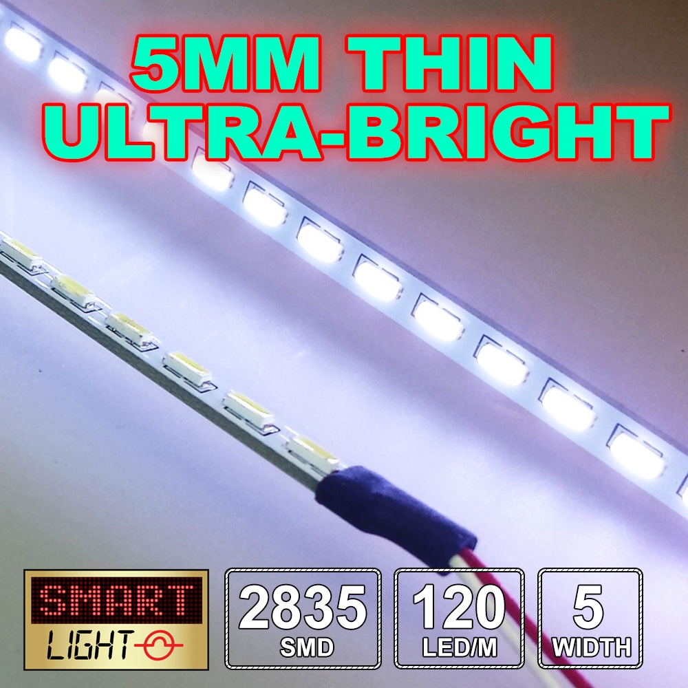 5mm Slim/Thin WHITE Ultra Bright 5m/600 LED 12V Light Strip Sticky Tape