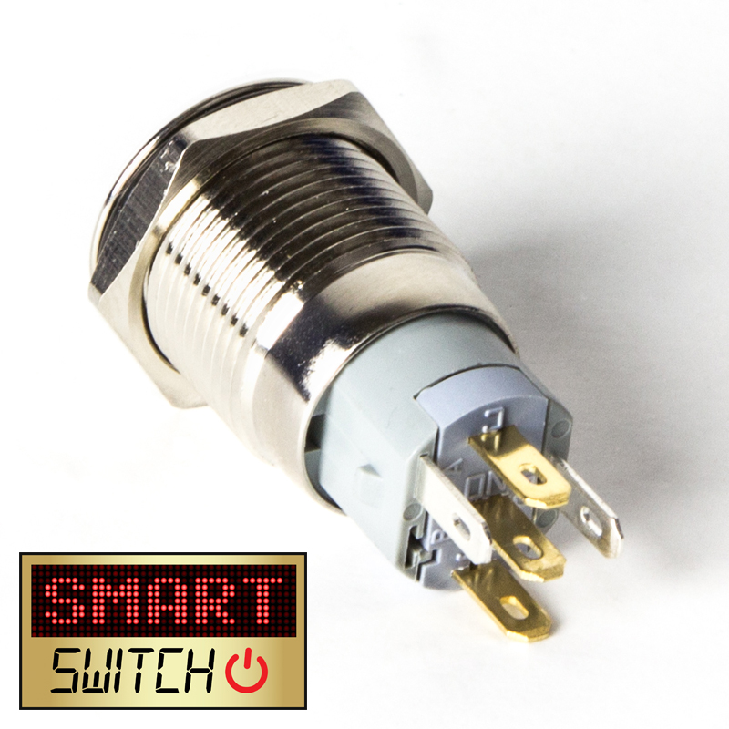 SmartSwitch 12V/24V 18mm IP67 Steel LED Illuminated ON/OFF POWER Button