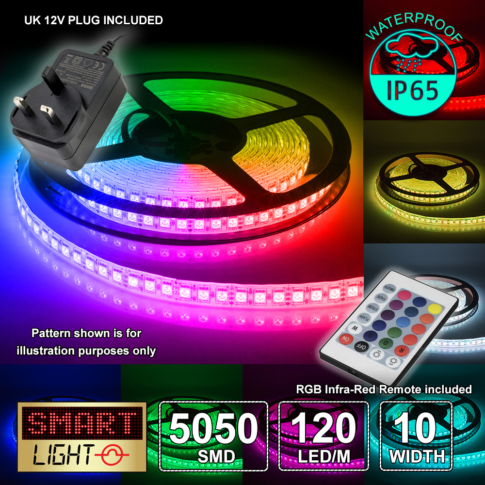 RGB LED 5M10M Strip Light Tape XMAS Kitchen Ceiling WATERPROOF