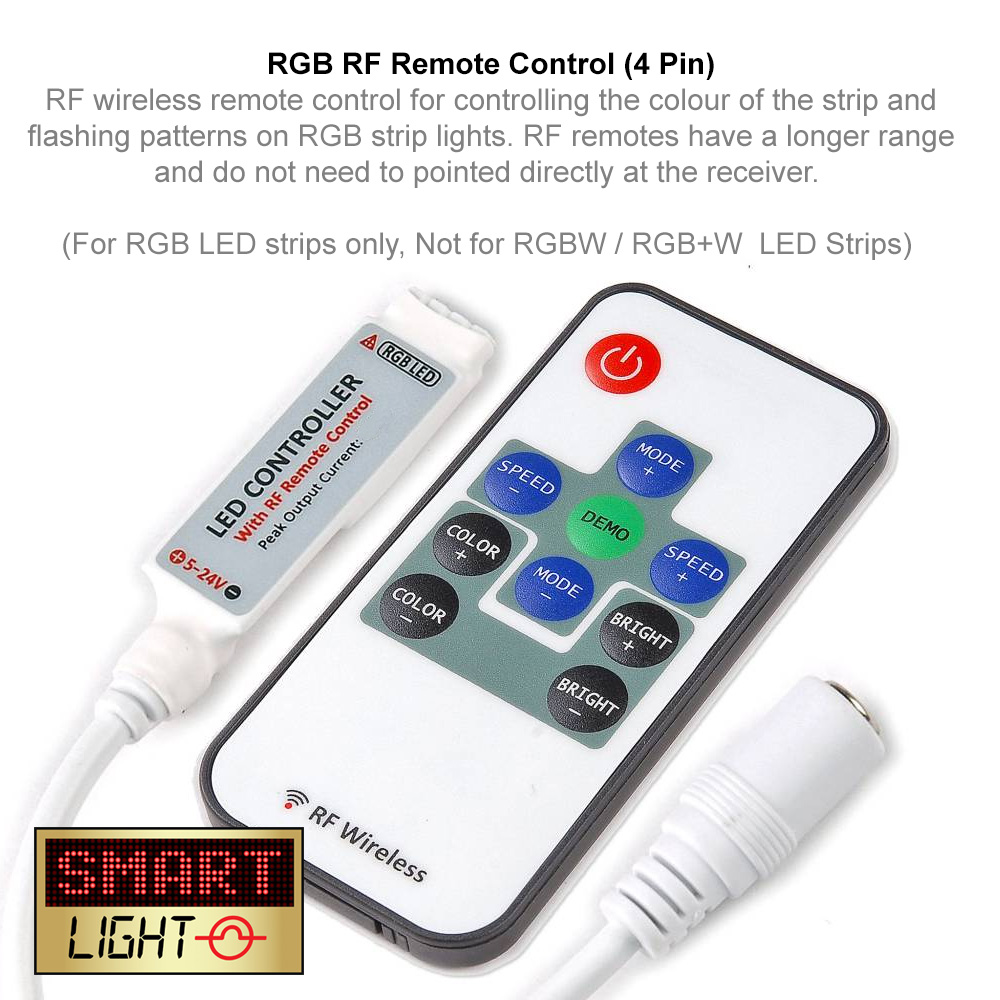 Replacement IR/RF/WiFi Remote Controls for LED Strips 5V 12V 24V USB