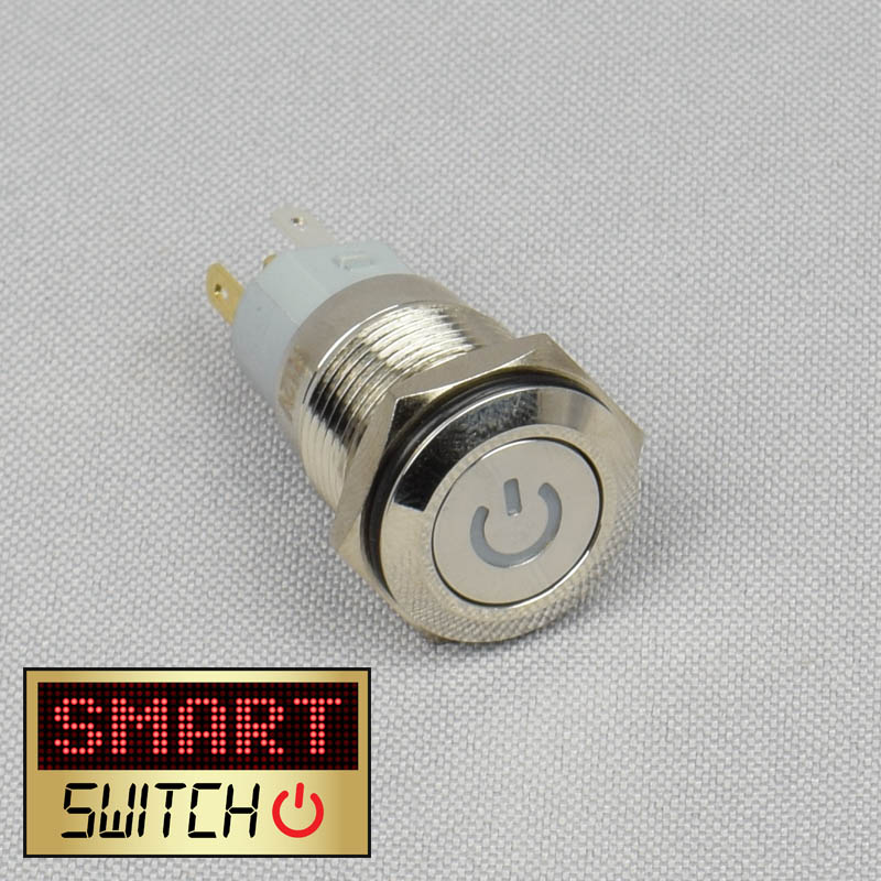 SmartSwitch 12V/24V 18mm IP67 Steel LED Illuminated ON/OFF POWER Button